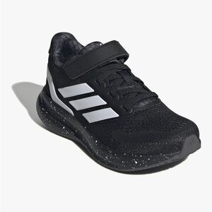 Adidas Kids Black Sneakers with White Stripes